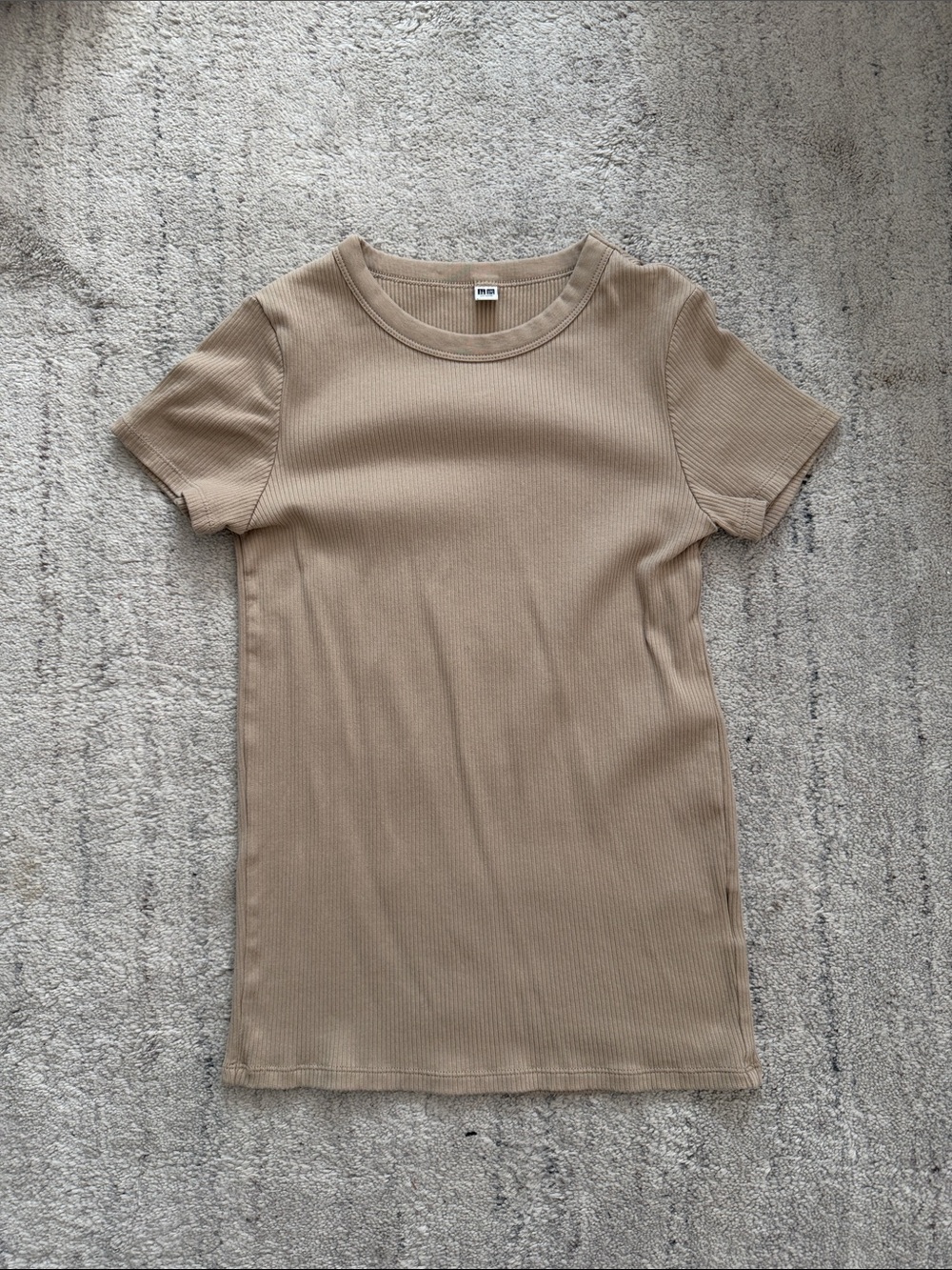 Uniqlo Ribbed Crewneck Tee Dress - Tan